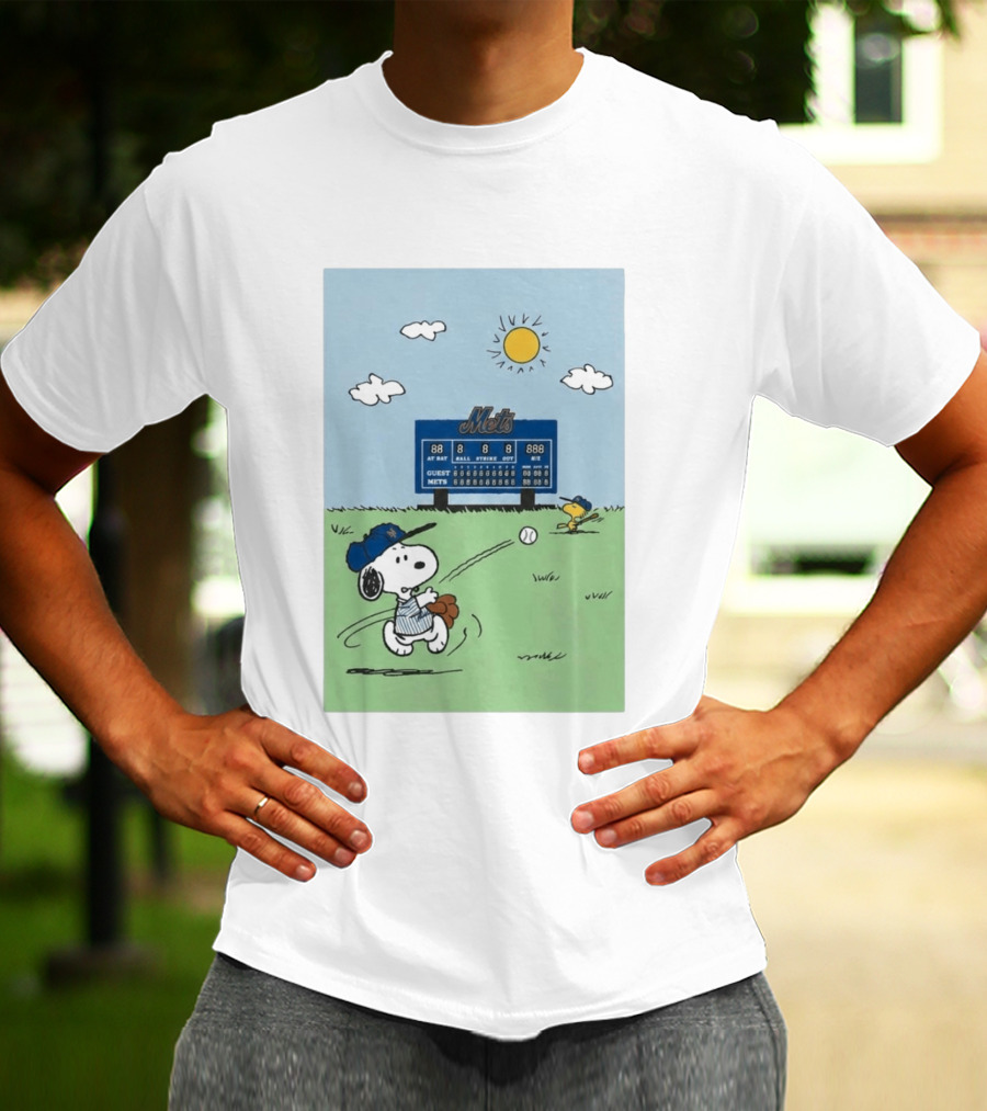 NY Mets Peanuts Snoopy Baseball Game Day T-Shirt