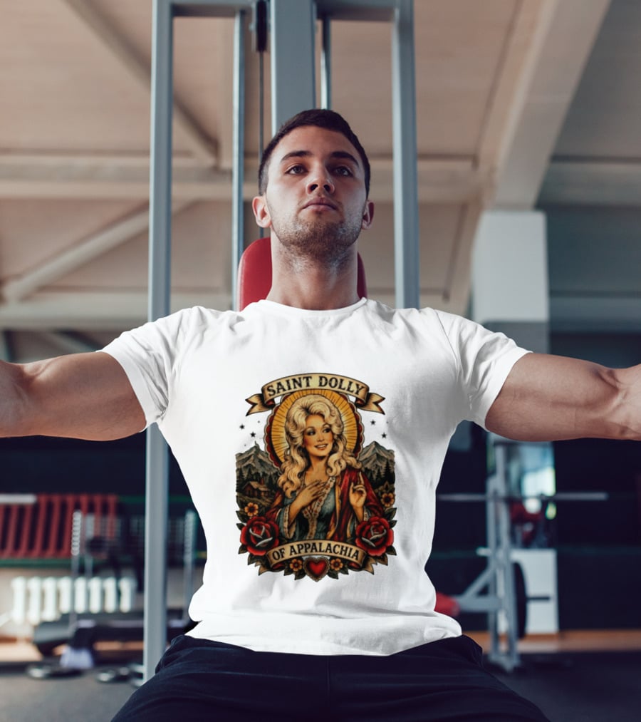 Saint Dolly Of Appalachia Iconic Tribute With Roses And Mountains T-Shirt