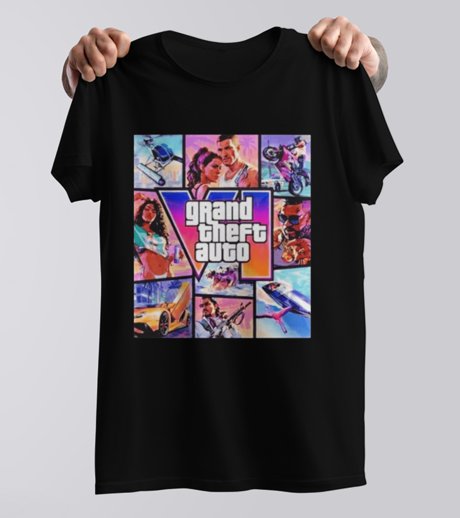 Grand Theft Auto VI Vice City Stories Helicopter Motorbike Rockstar Games T-Shirt