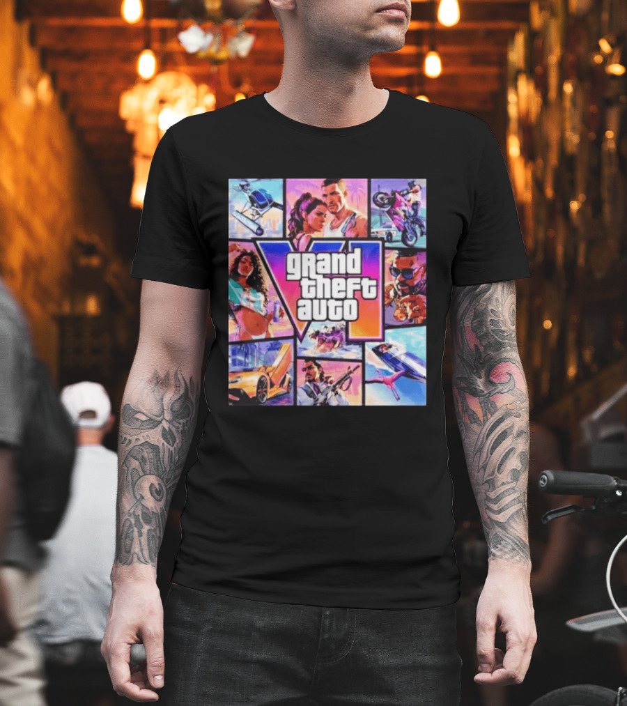 Grand Theft Auto VI Vice City Stories Helicopter Motorbike Rockstar Games T-Shirt