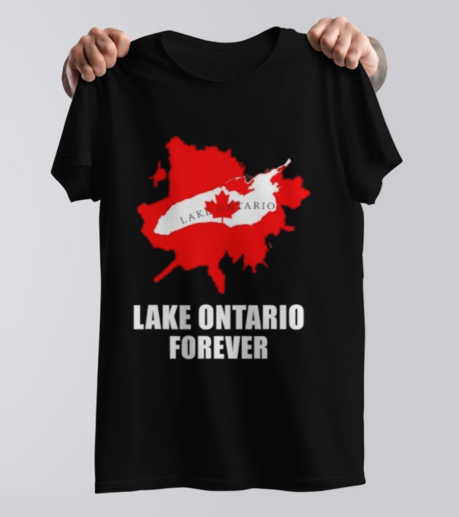 Lake Ontario Forever Canada Map Red Leaf T-Shirt