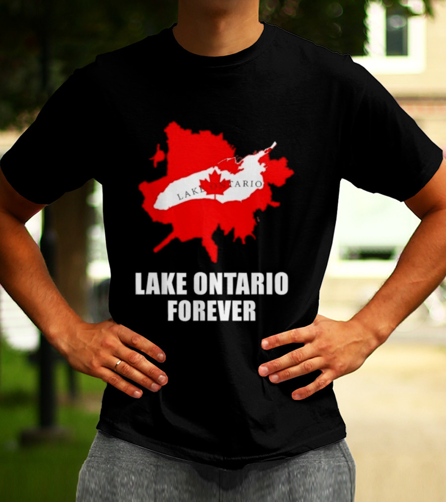 Lake Ontario Forever Canada Map Red Leaf T-Shirt