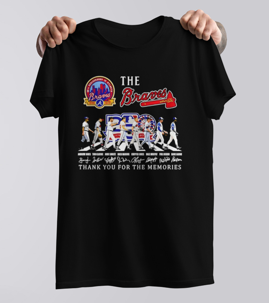 The Braves 150th Anniversary Atlanta 1876 2026 MLB 250th United States 1776 2026 Thank You For The Memories Signatures T-Shirt