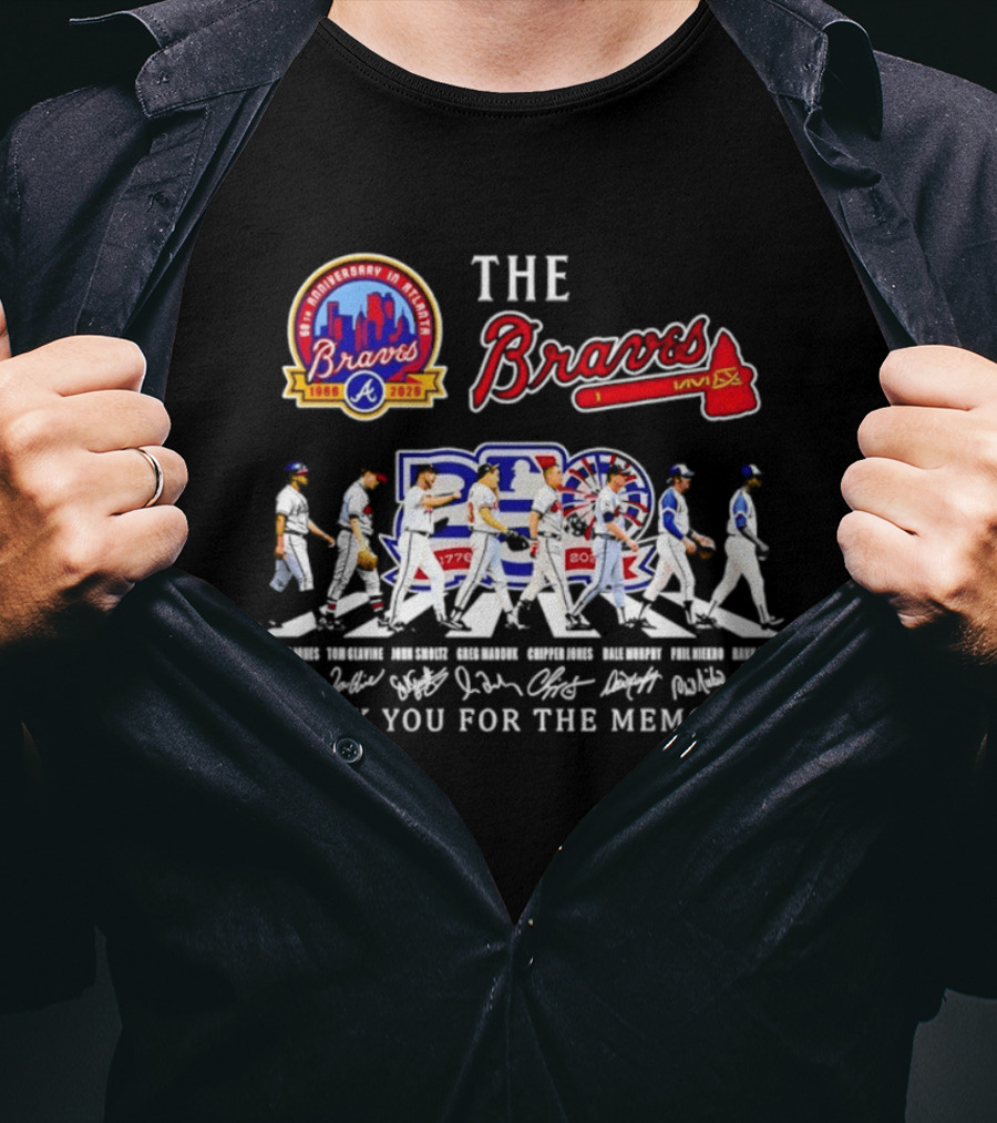 The Braves 150th Anniversary Atlanta 1876 2026 MLB 250th United States 1776 2026 Thank You For The Memories Signatures T-Shirt