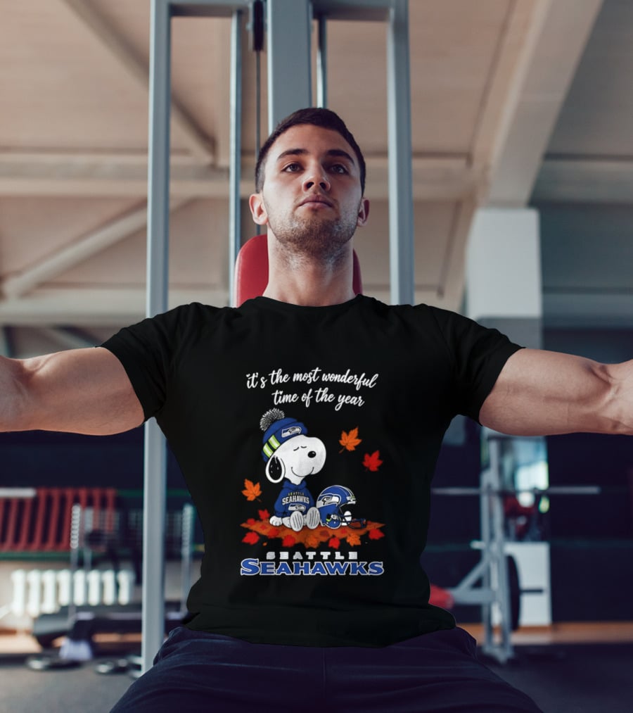 Snoopy Seattle Seahawks It's The Most Wonderful Time Of The Year Halloween 2026 T-Shirt
