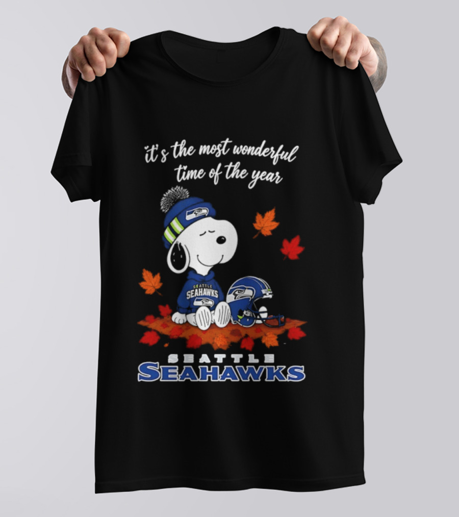 Snoopy Seattle Seahawks It's The Most Wonderful Time Of The Year Halloween 2026 T-Shirt