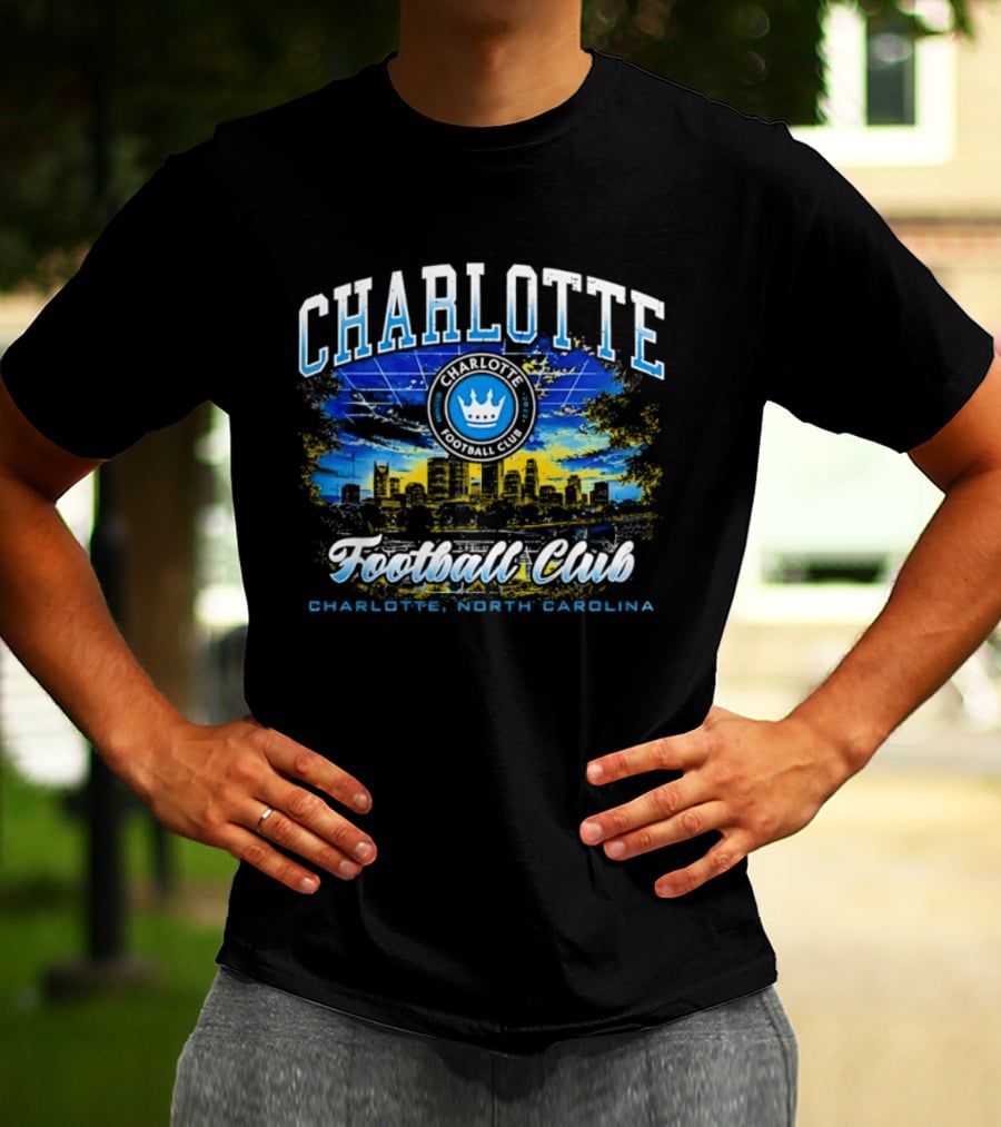 Charlotte Football Club Skyline Charlotte North Carolina Crown T-Shirt