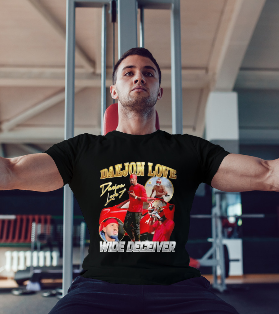 Daejon Love Wide Deceiver Football Tribute Red Car T-Shirt
