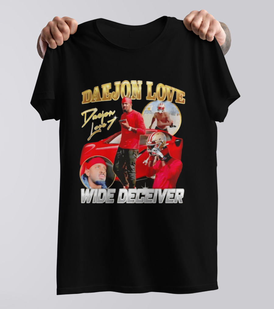 Daejon Love Wide Deceiver Football Tribute Red Car T-Shirt