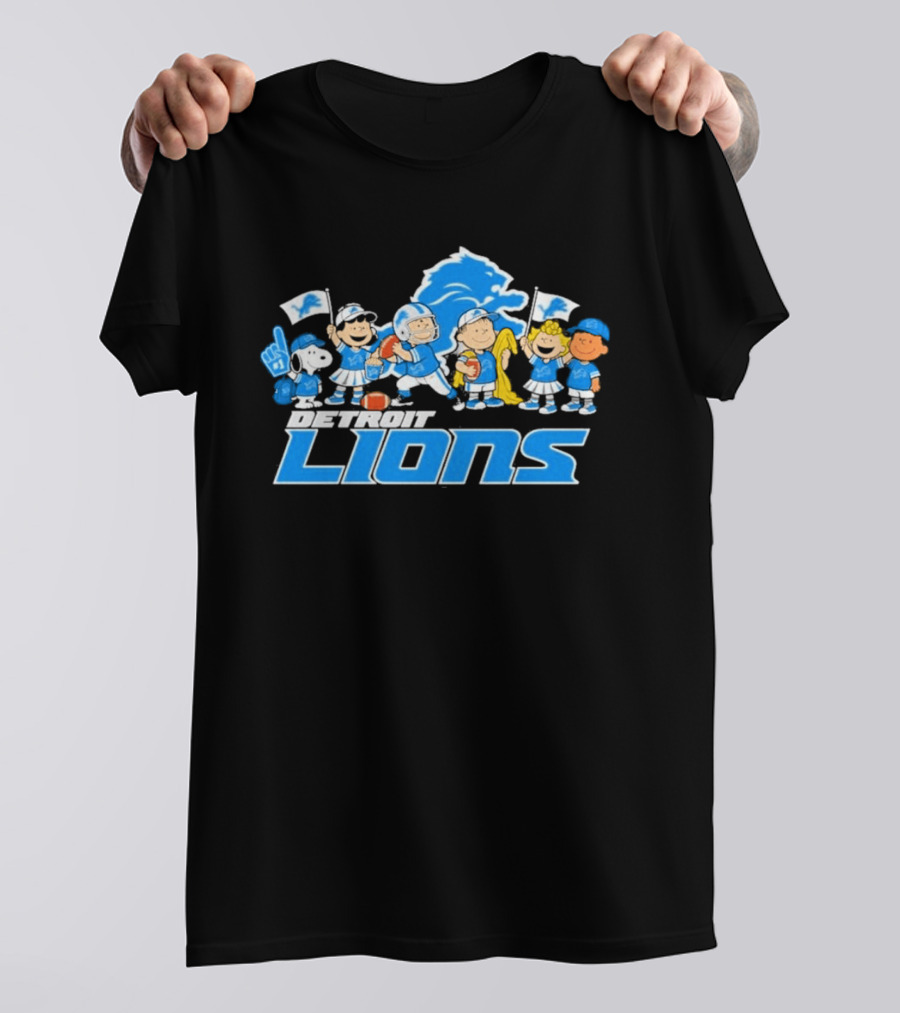 Detroit Lions Peanuts Characters Let's Go Team T-Shirt