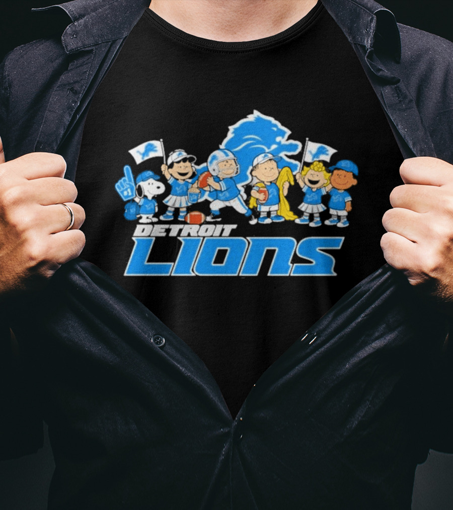 Detroit Lions Peanuts Characters Let's Go Team T-Shirt