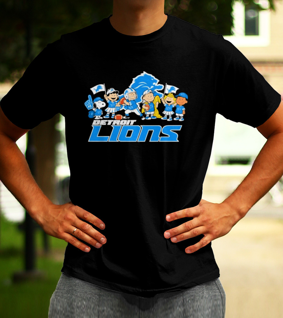 Detroit Lions Peanuts Characters Let's Go Team T-Shirt
