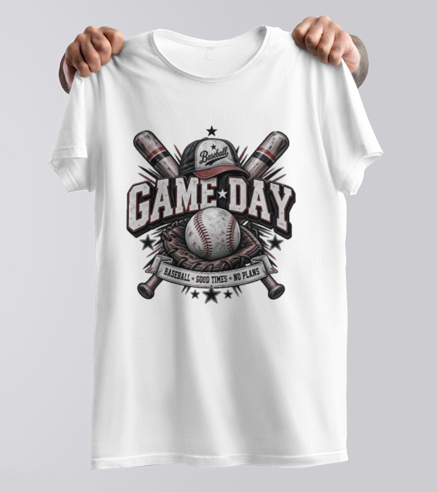 Game Day Vibes Baseball Cap Bats Good Times No Plans T-Shirt