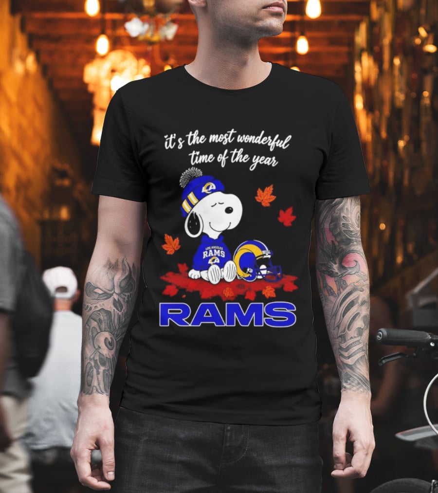 Los Angeles Rams Snoopy Fall Halloween It's The Most Wonderful Time Of The Year 2026 T-Shirt