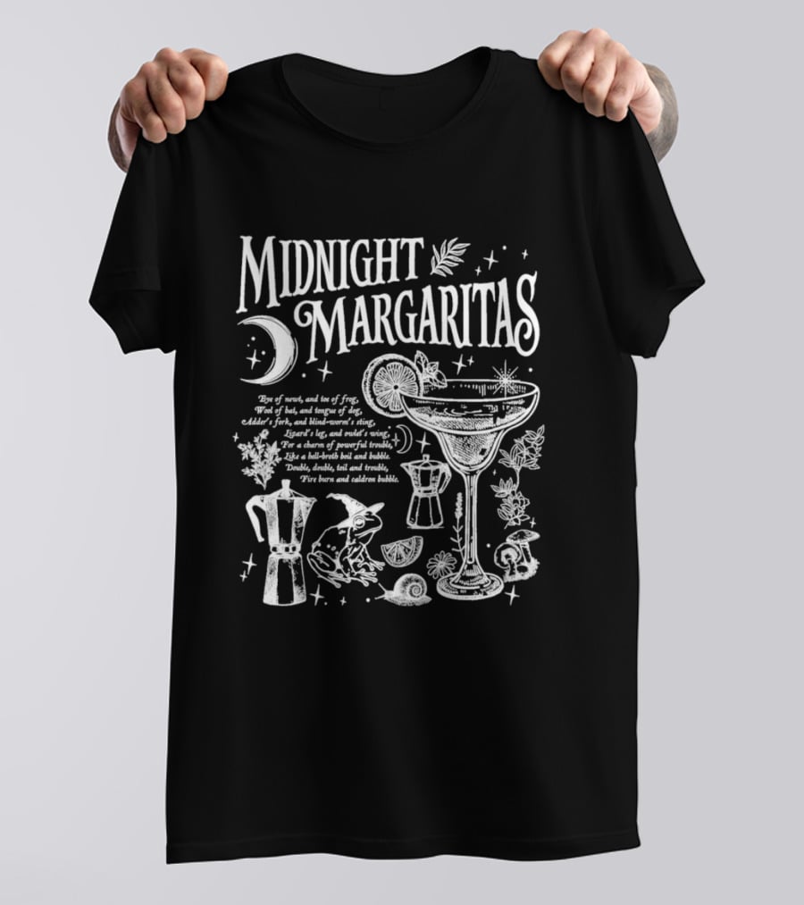 Midnight Margaritas Recipe Magic Mix With Moon And Lime T-Shirt