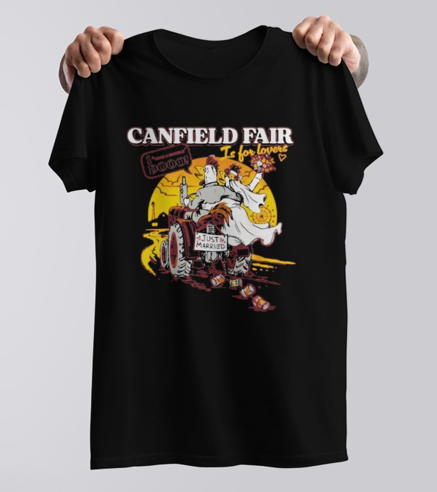 Canfield Fair Just Married Romance Tractor Boom Sunset T-Shirt