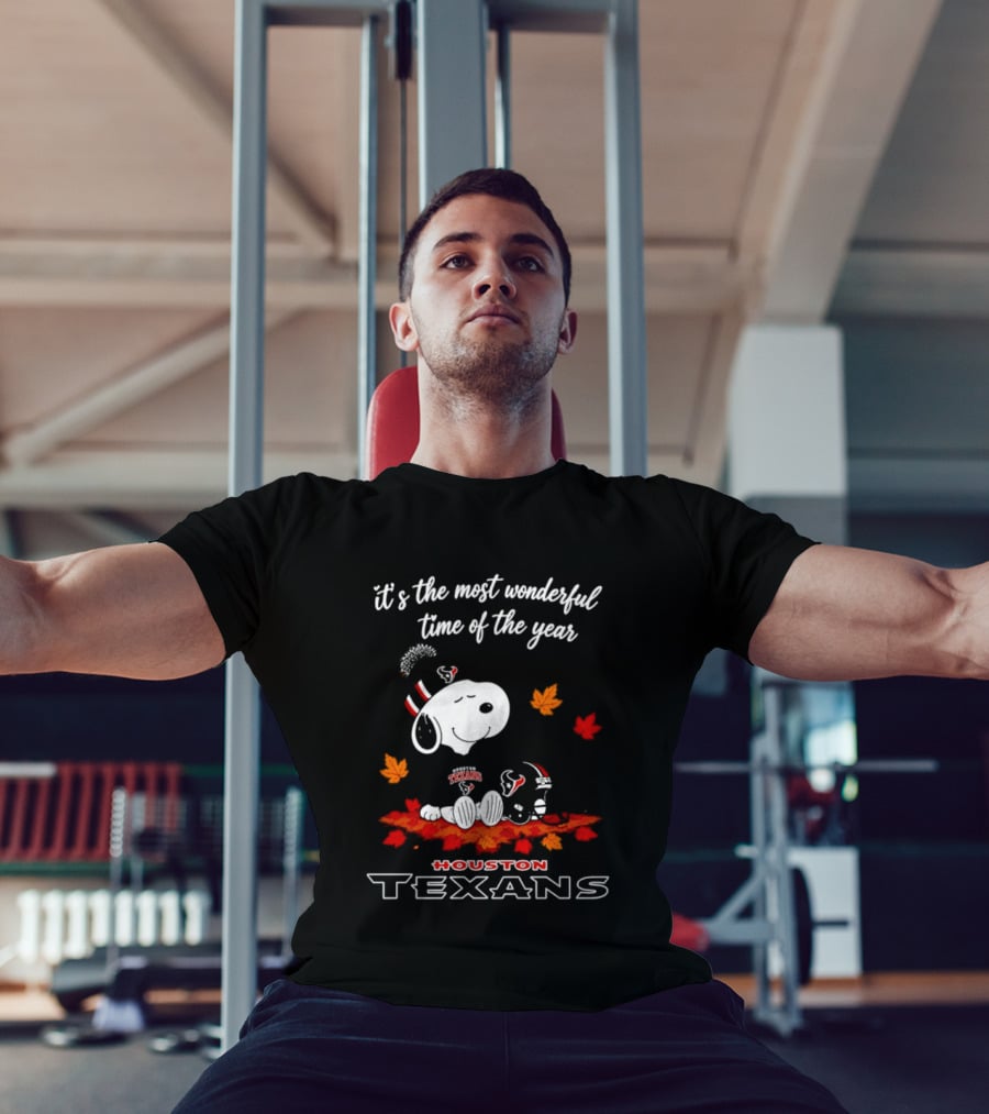 Houston Texans Snoopy Fall Halloween 2026 Most Wonderful Time Of The Year T-Shirt