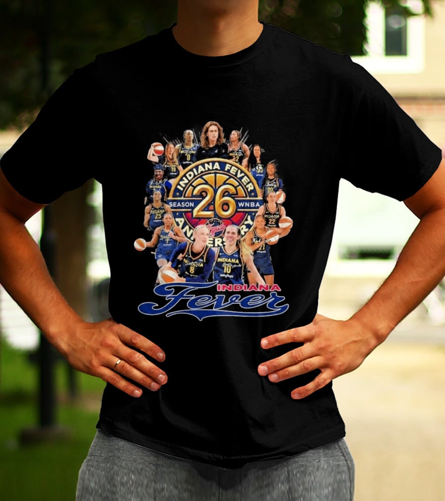 Indiana Fever 26 Season WNBA Anniversary Team Roster T-Shirt