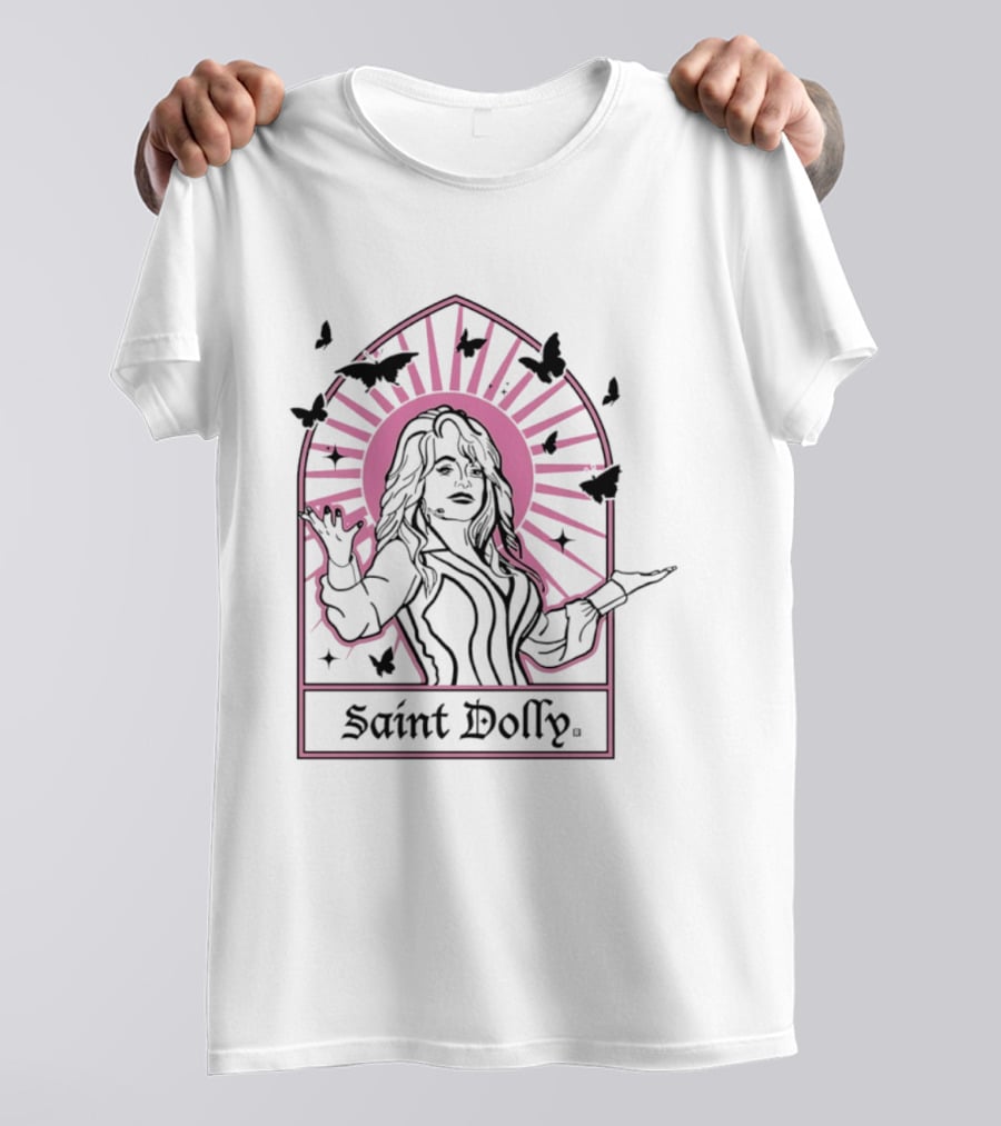 Saint Dolly Pink Sunburst With Butterflies T-Shirt