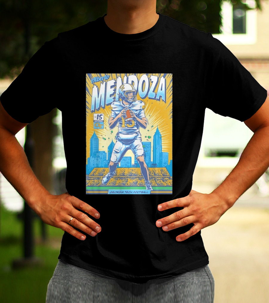 Alberto Mendoza Georgia Tech Football No 15 Yellow Jackets T-Shirt
