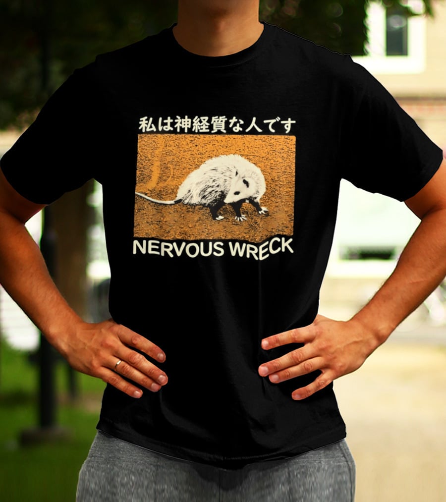 Opossum Nervous Wreck Vintage Style Wildlife Humor T-Shirt
