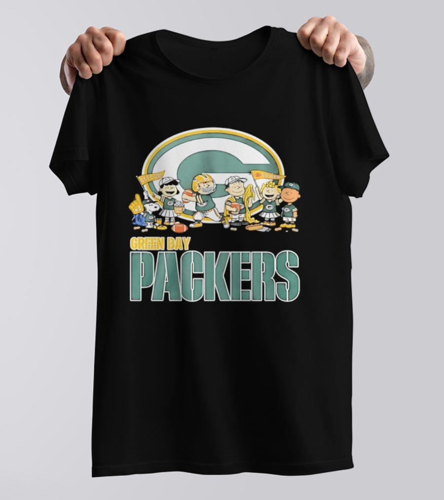 Peanuts Characters Celebrating Green Bay Packers Let's Go Go Team T-Shirt