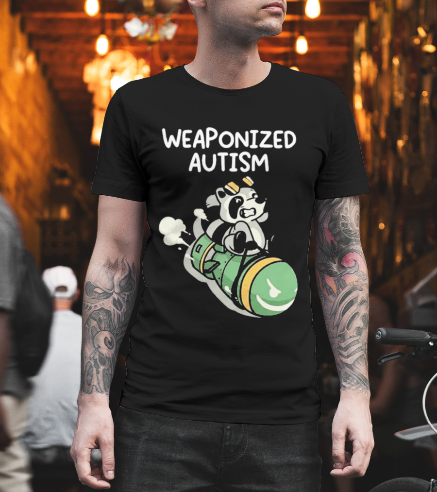 Weaponized Autism Raccoon Riding Missile T-Shirt