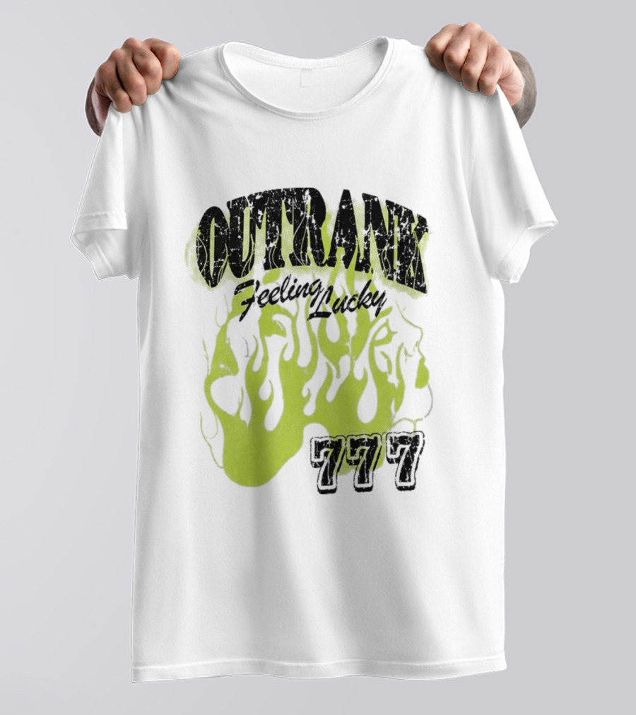 Outrank Feeling Lucky 777 Green Flames T-Shirt