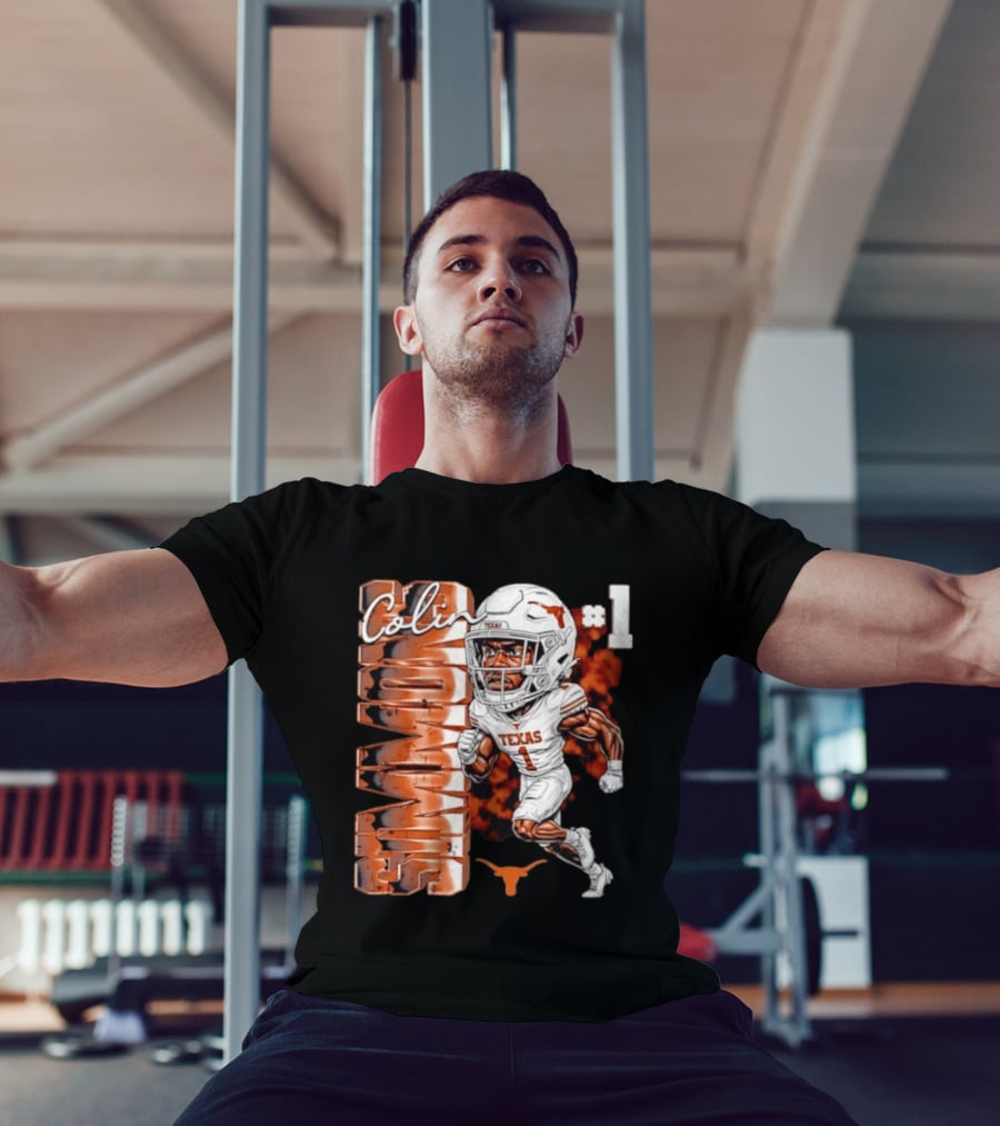 Colin Simmons #1 Texas Longhorns Football Caricature T-Shirt