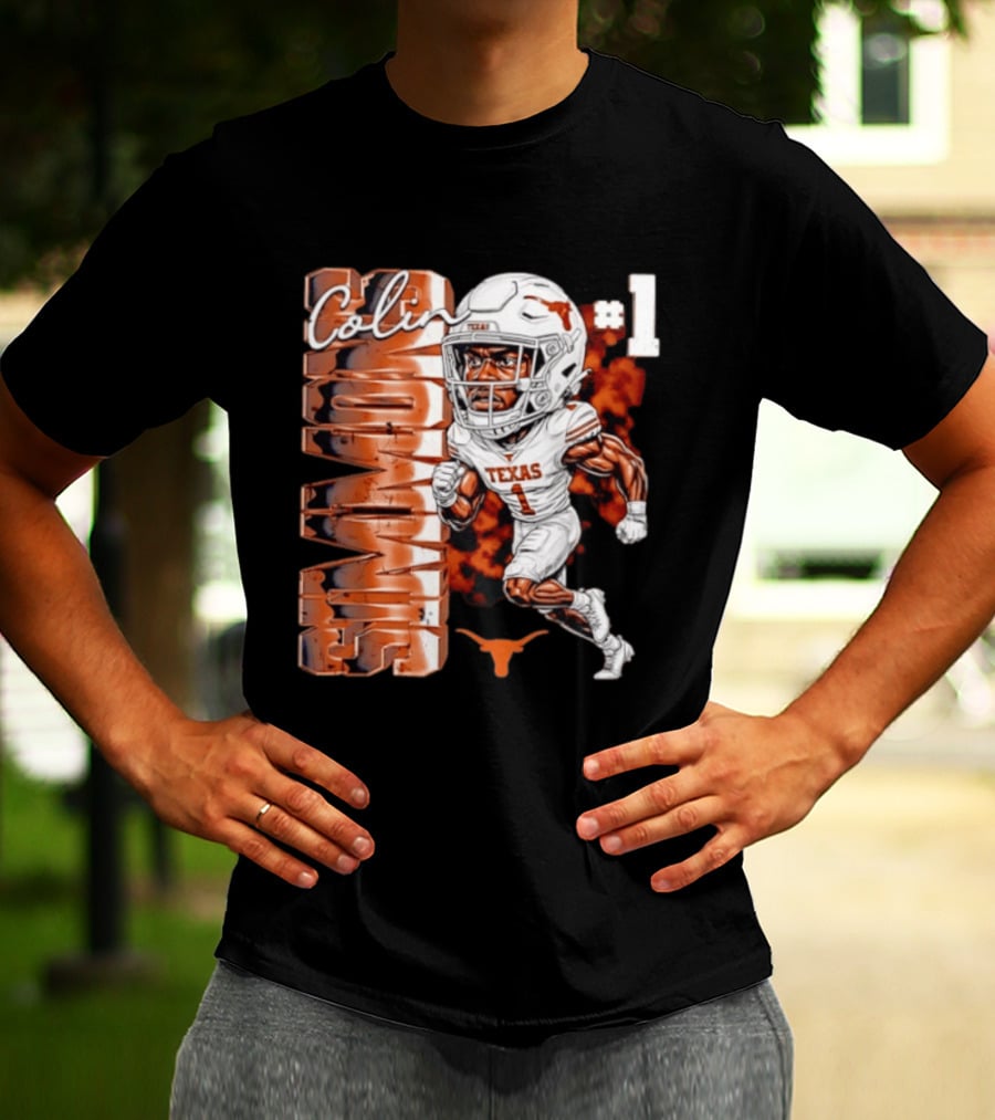 Colin Simmons #1 Texas Longhorns Football Caricature T-Shirt