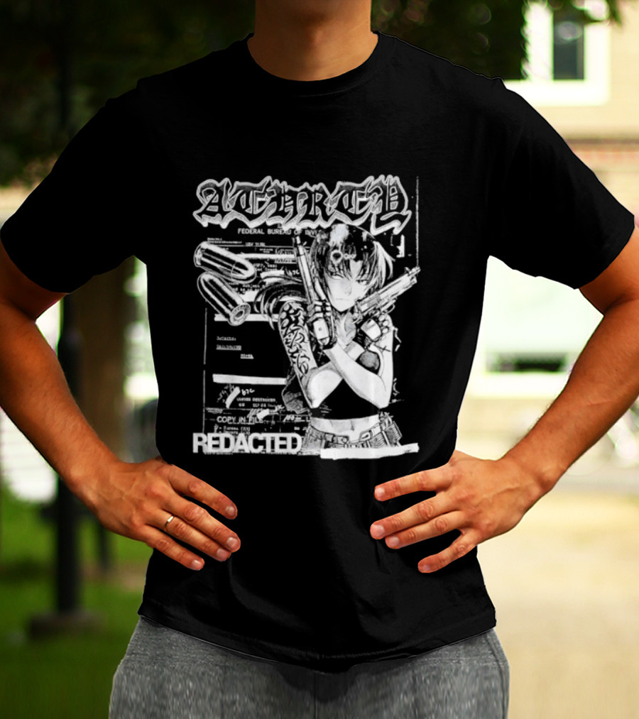 Top Revy With Gun Federal Bureau Of Investigation Redacted Anime Girl T-Shirt