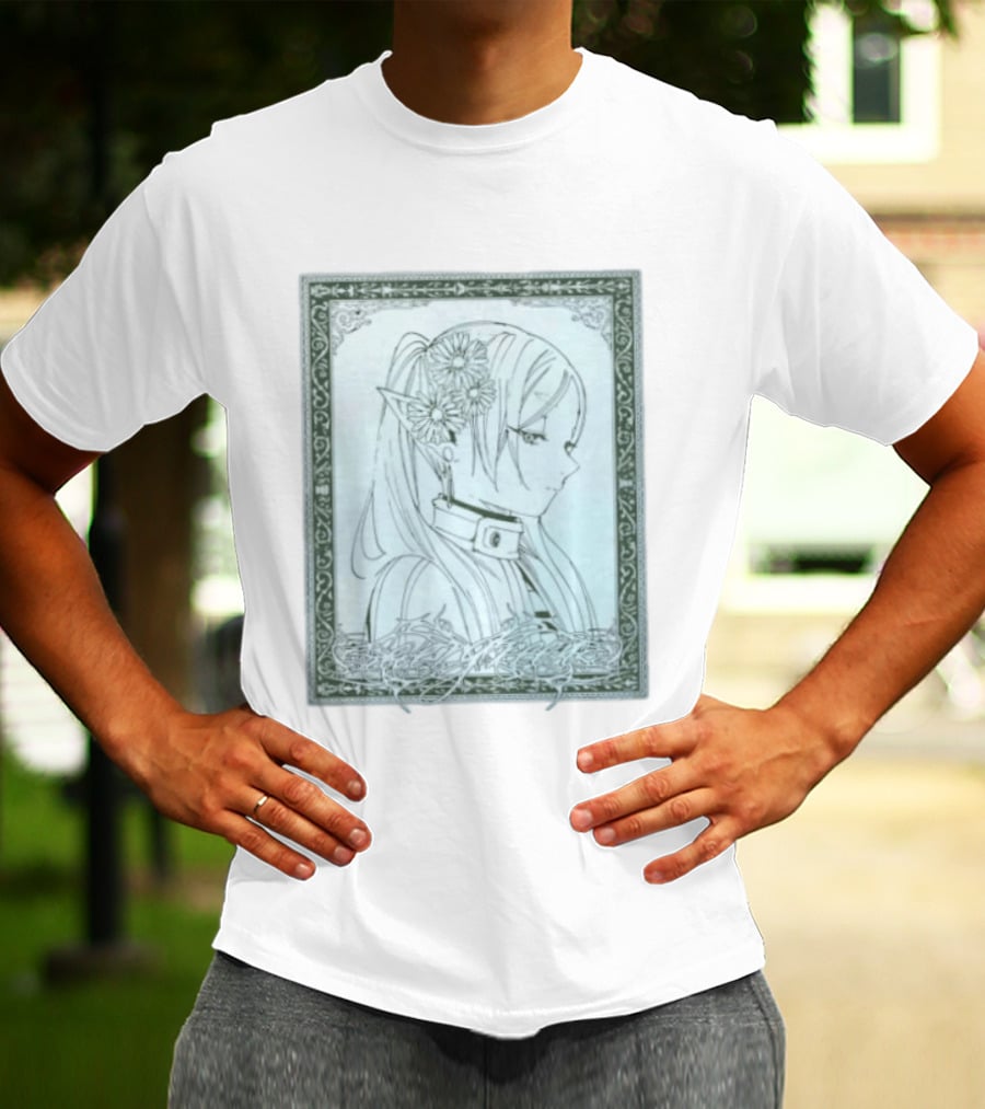 Frieren Evergreen Elf Girl Floral Fantasy Art Nouveau T-Shirt