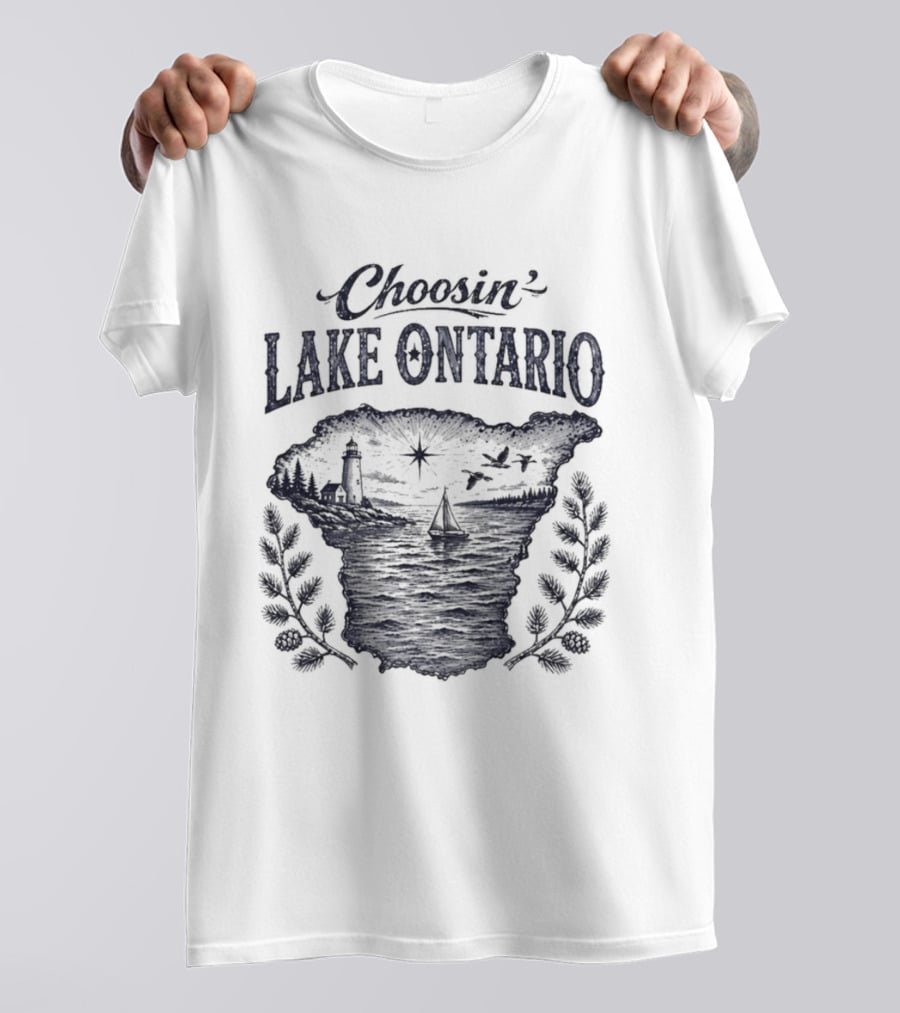 Choosin' Lake Ontario Nautical Adventure Map T-Shirt