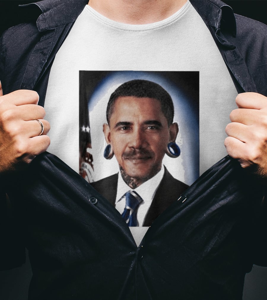 Obama President Political Fashion With Tattoos And Futuristic T-Shirt