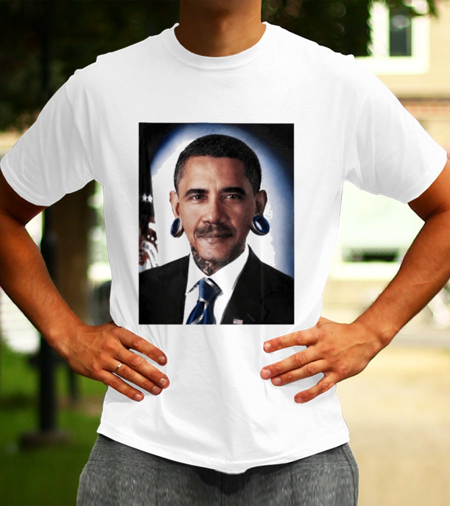 Obama President Political Fashion With Tattoos And Futuristic T-Shirt