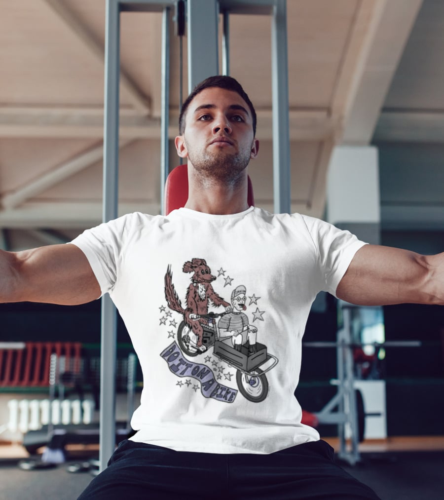 Original Dog On A Bike Omnium Cycling Matt Crank Free And High Stars T-Shirt
