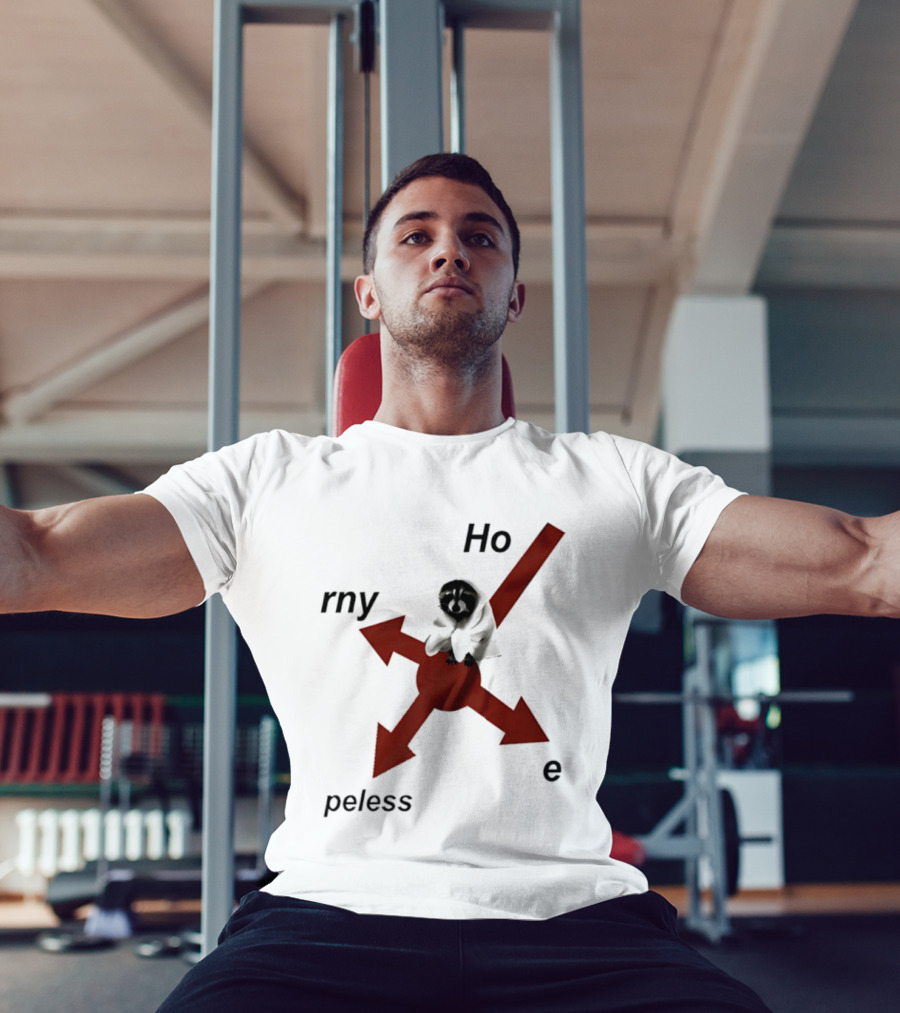 Raccoon Horny Hopeless Hoe Arrows T-Shirt