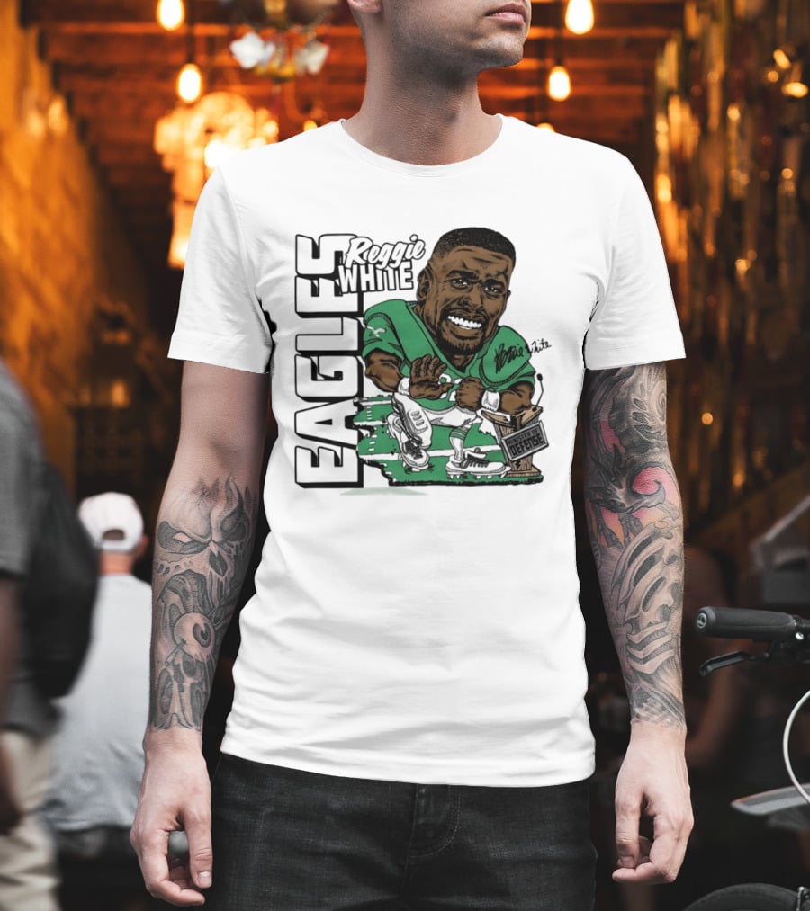Reggie White Philadelphia Eagles Caricature Art NFL Legendary Player T-Shirt