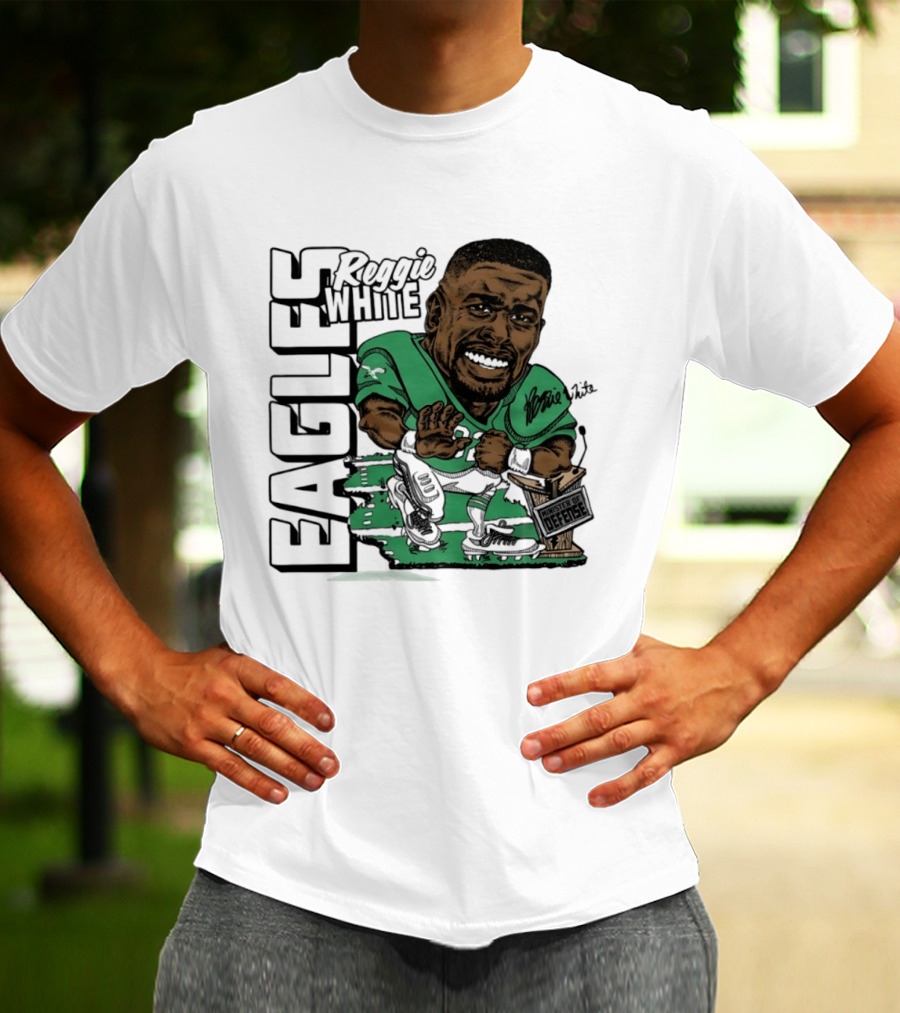 Reggie White Philadelphia Eagles Caricature Art NFL Legendary Player T-Shirt