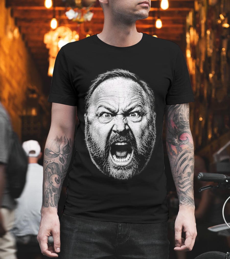 Alex Jones Intense Expression Battle Cry T-Shirt