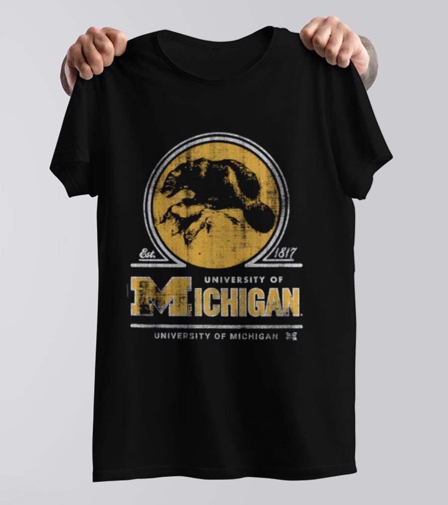 University Of Michigan Est 1817 Wolverine Michigan Wolverines Map T-Shirt