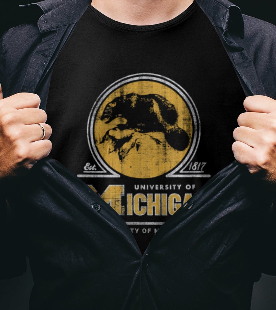 University Of Michigan Est 1817 Wolverine Michigan Wolverines Map T-Shirt