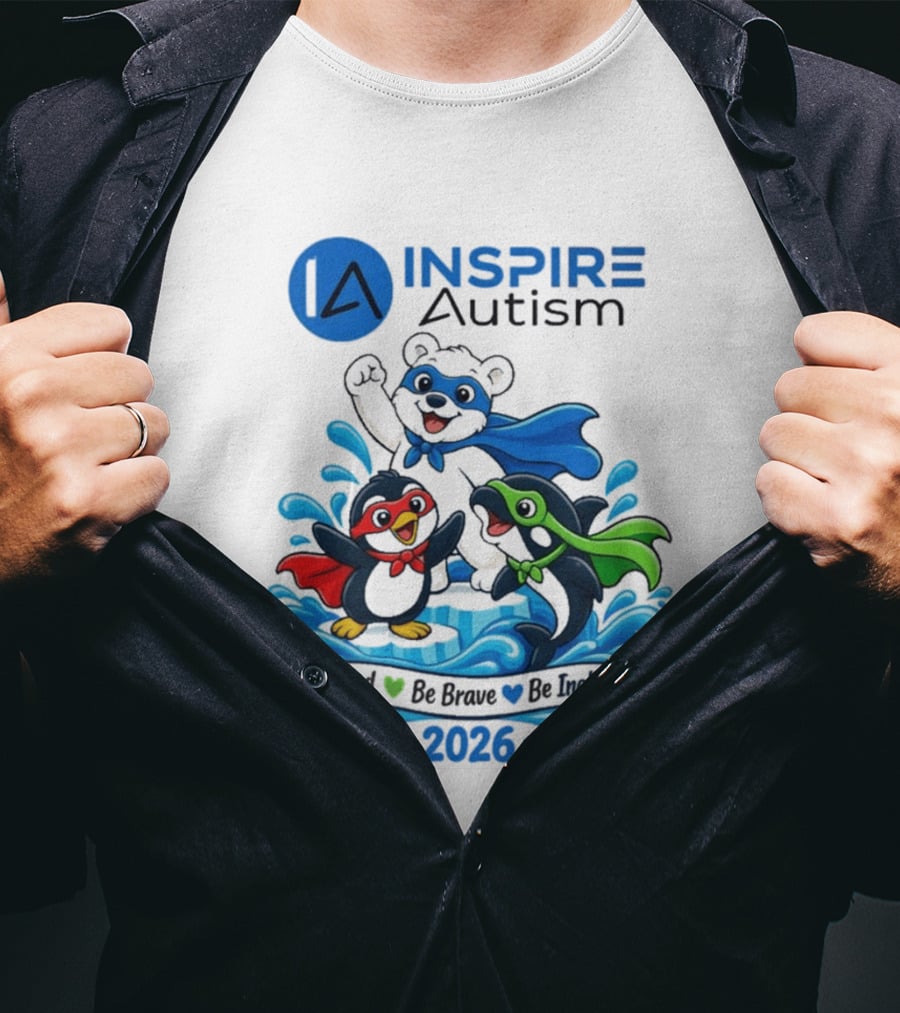 Inspire Autism Hero Walk 2026 Be Kind Brave Inclusive T-Shirt