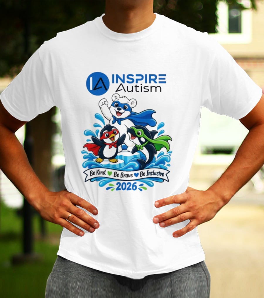Inspire Autism Hero Walk 2026 Be Kind Brave Inclusive T-Shirt
