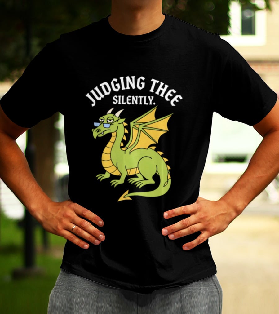 Judging Thee Silently Dragon With Sunglasses T-Shirt