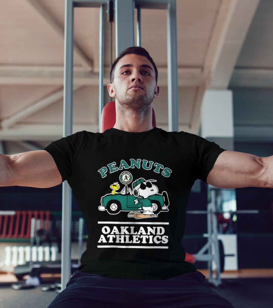 Peanuts Oakland Athletics Snoopy And Woodstock Driving T-Shirt