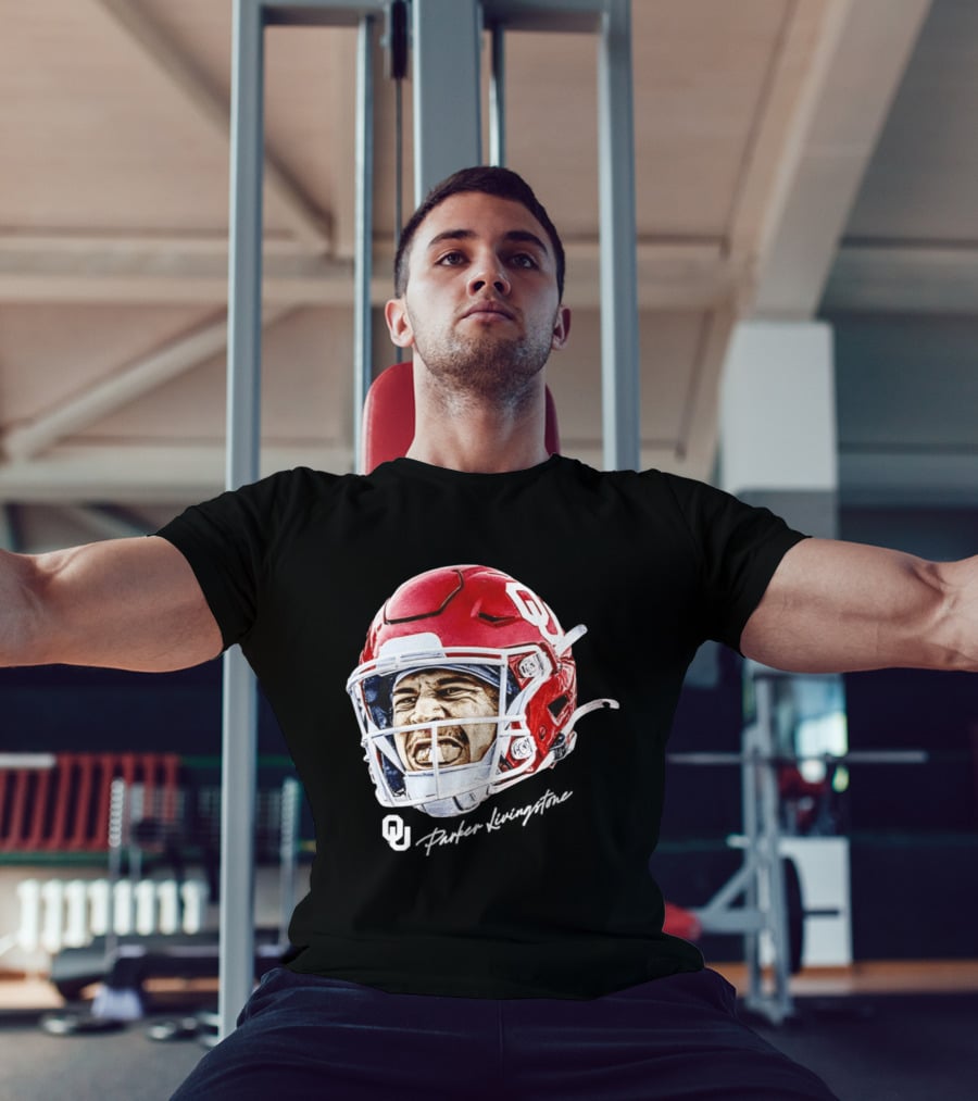 Oklahoma Sooners Parker Livingstone Football Swag Head OU Helmet T-Shirt