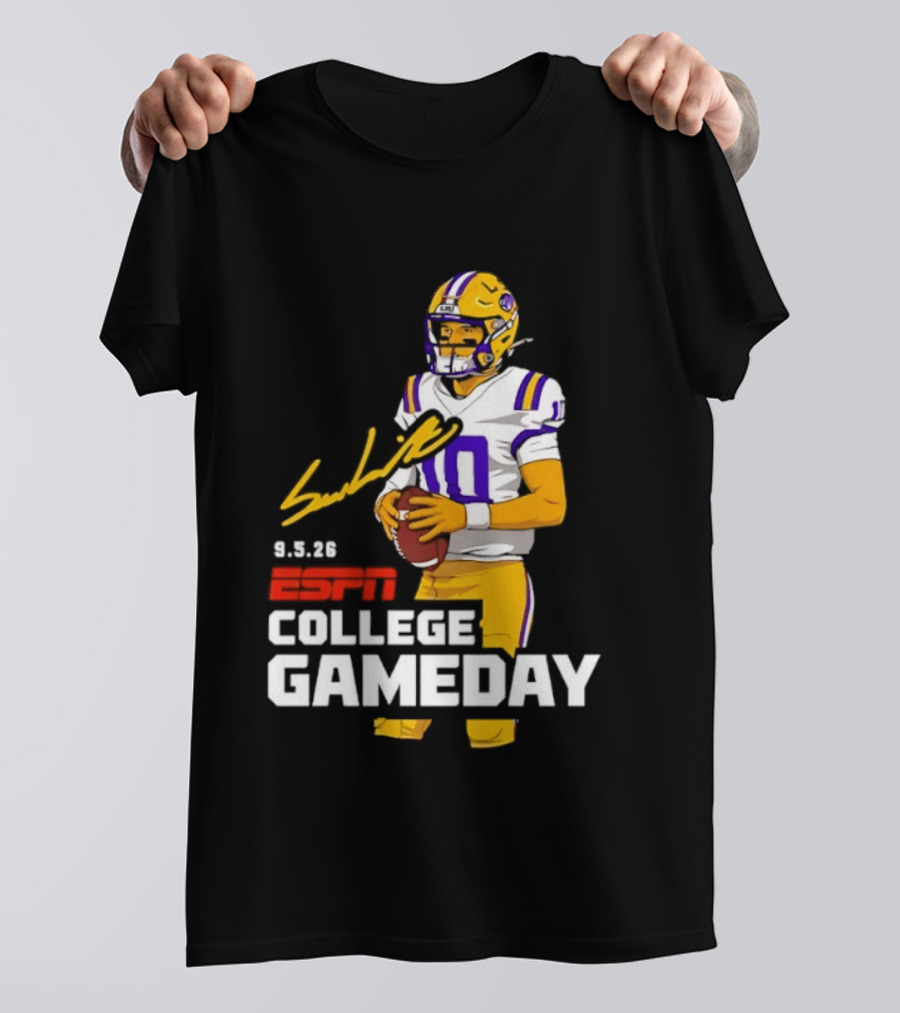 Sam Leavitt 9 3 26 ESPN College Gameday LSU Tigers Football T-Shirt