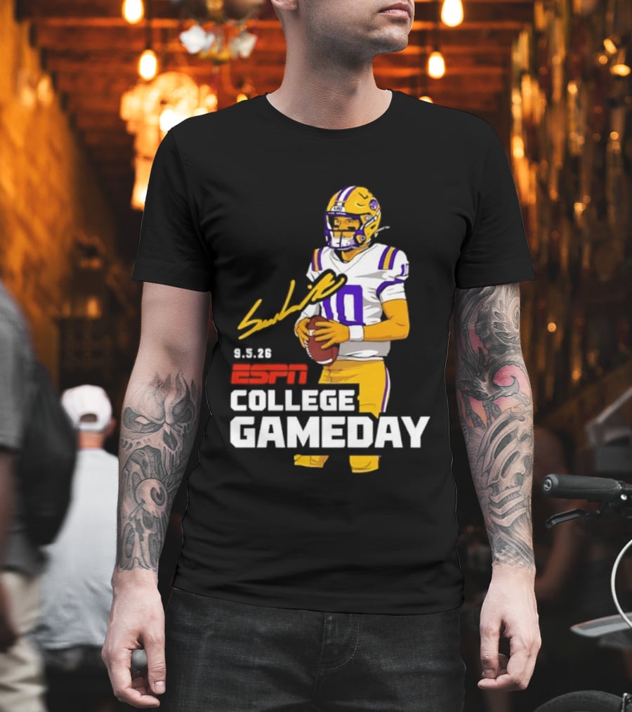 Sam Leavitt 9 3 26 ESPN College Gameday LSU Tigers Football T-Shirt