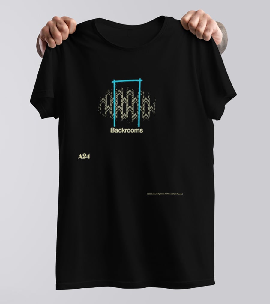 A24 Backrooms Hideo Kojima Inspired Concept With Abstract Doorway And Zigzag T-Shirt